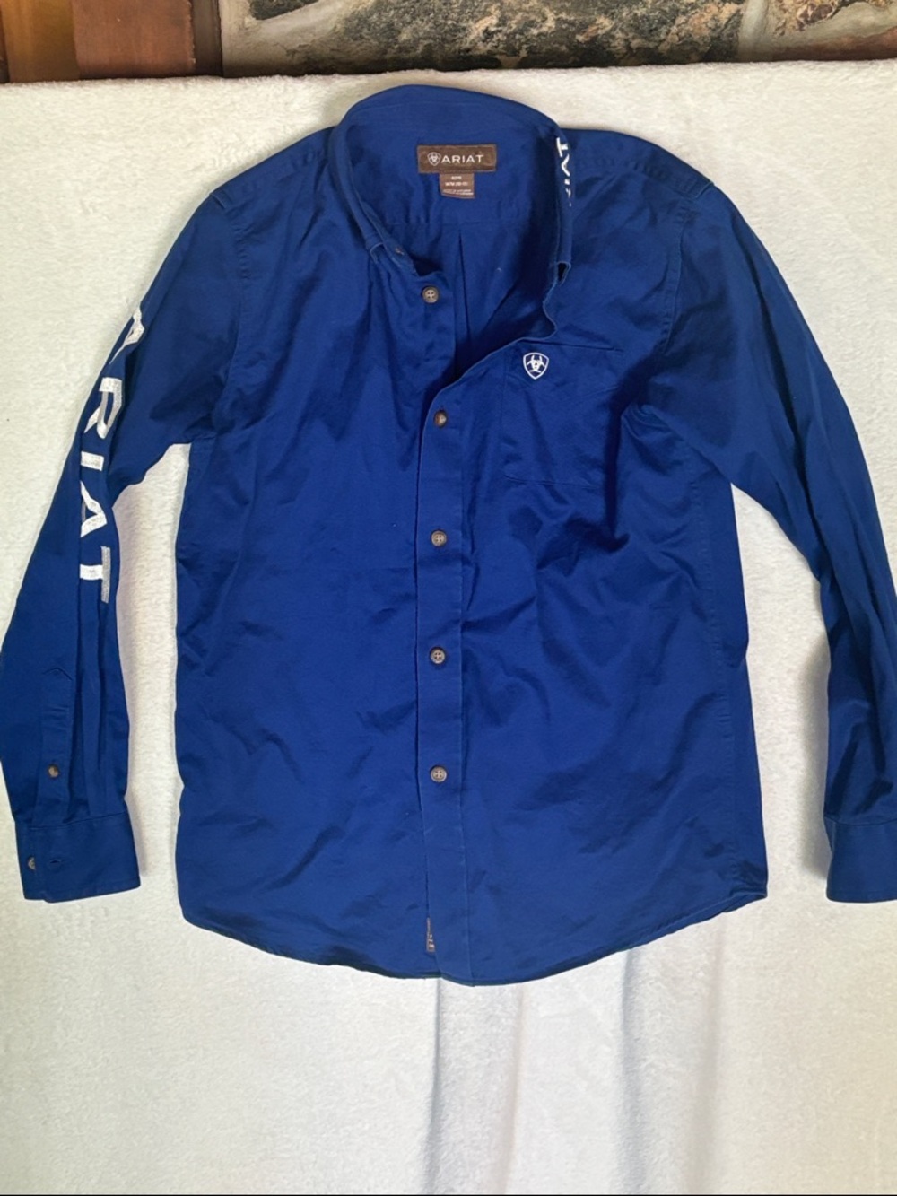 Ariat Royal Blue Long-Sleeve Button-Down Shirt with Sleeve Logo